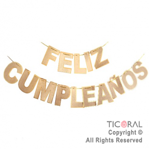 BANDERIN FELIZ CUMPLEA�OS LETRAS KRAFT CON GUARDA STAMPING x 1